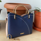 marinblå och rosa handväska för kvinnor med charm med hjärttofs – elegant crossbody och tygväska i konstläder för dagligt bruk