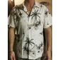 Homme Cocotier Plantes tropicales Chemise Chemise hawaïenne Chemise Aloha Manche Courte Chemise Col rabattu Mode Hawaïen Design Extérieur Plein Air Casual Noir Noir + blanc Blanche Print S M L
