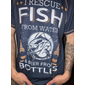 Men's Graphic T-shirt Short Sleeve Henley, Funny 'Let God Fix It Or I'm Going To Jail' Quote Lifestyle Humor