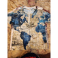 Herr Karta Grafiska tryck T-shirt Henleytröja Kortärmad 3D-tryck Vintage Sport Mode Dagligen Utomhus Gata Sommar Blå Grön Regnbåge Ljusblå Henley Henley T-shirt