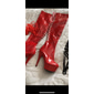 Women's High Platform Punk Boots with Lace-Up Detail and Glossy Finish for Clubwear and Fashion Events