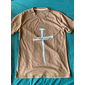 T-shirt graphique décontracté à manches courtes pour homme avec design de croix de foi en clou beige