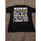 Mens Funny T-Shirt: Ammunition Cost Warning, No Warning Shot Graphic Short Sleeve Tee