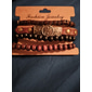 Homens mulheres 4pçs Abotoaduras Pulseiras com Miçangas Pulseiras de couro Presente Diário Retro Moda Europeu Marron