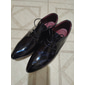 scarpe eleganti stringate in similpelle verniciata bordeaux lucido da uomo con dettagli brogue - scarpe oxford formali per matrimoni, feste ed eventi aziendali