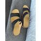 mørkebrune slip-on komfortsandaler til dame med støtte i fotbuen og utskjærte stropper, uformelle ortopediske slidesko for turgåing, reiser og daglig bruk