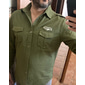 Hombre Camisas de trabajo Abotonar la camisa Camisa cargo Sobrecamisa Verde Ejército Azul Real Caqui Manga Larga Estampados Cuello Inglés Trabajo Acampada y Senderismo Bordado Ropa 100% Algodón