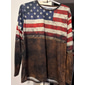 4 de julio de 2026 250° Día de los Caídos camiseta de manga larga de cuello redondo gráfica patriótica vintage desgastada impresión 3D bandera americana bandera nacional veterano camiseta de manga