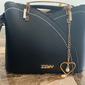 borsa da donna blu navy e rosa con ciondolo a forma di cuore – elegante borsa a tracolla e tote in similpelle per l'uso quotidiano