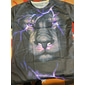 Herr Grafisk Djur Lejon T-shirt T-shirts Roliga T-shirts Kortärmad T-shirt 3D-tryck Rund hals Skjorta Streetwear drivna Casual Dagligen Helgdag Svart Rubinrött Blå Sommar Kläder Plusstorlekar S M L