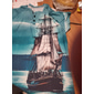 camiseta velero para hombre gráfico 3d para vacaciones | azul verano algodón diseñador de moda cómodo estampado henley tee al aire libre casual diario día pirata