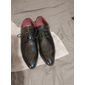 scarpe eleganti stringate in similpelle verniciata bordeaux lucido da uomo con dettagli brogue - scarpe oxford formali per matrimoni, feste ed eventi aziendali