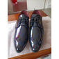 scarpe eleganti stringate in similpelle verniciata bordeaux lucido da uomo con dettagli brogue - scarpe oxford formali per matrimoni, feste ed eventi aziendali