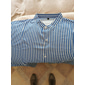 Per uomo Camicia Camicia con colletto alla coreana Camicia Estiva Abbigliamento da spiaggia Camicia casual Camicia con Bottoni Rosa Blu Verde Grigio Manica Lunga A righe Collo alla coreana Vacanza