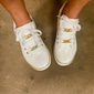 Women's Black Lace-Up Sneakers with Gold Chain Detail – Casual Fashion Shoes for Everyday Wear