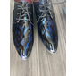 scarpe eleganti stringate in similpelle verniciata bordeaux lucido da uomo con dettagli brogue - scarpe oxford formali per matrimoni, feste ed eventi aziendali