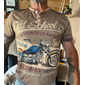 Herr Grafisk Motorcyklar Henleytröja Kortärmad 3D-tryck Mode Designer Bekväm Dagligen Utomhus Sommar Blå Marinblå Himmelsblå Purpur Brun Henley Henley T-shirt