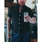 Per uomo camicia di lino Camicia Guayabera Camicia con colletto a fascia Camicia estiva Abbigliamento mare Maglietta informale Liscio Da mare Curise Nero Bianco Blu Verde Manica corta Colletto alla