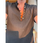 Per uomo Camicia di lino Camicia con colletto alla coreana Camicia popover Camicia Estiva Abbigliamento da spiaggia Camicia casual Semplice Vacanza Casuale Nero Bianco Rosa Vino Manica Corta Scollo a