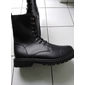 Botas de combate de cuero negro para hombre con cuello plegable: botines militares resistentes con cordones para uso al aire libre