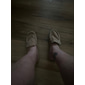 Damen-Slipper aus Wildlederimitat – lässiger, bequemer Flat mit Schnallendetail und gepolsterter Korksohle für den Alltag