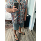 Férfi Törzsi Régies (Vintage) Etno Ing Gombos póló Rövid ujjú Tropikus Divat Hawaii Hétköznapi Tengerpart Szabadság Nyár Tavasz Térfogatcsökkenés Nyomtatott Gomb lefelé Sötétkék Égszínkék