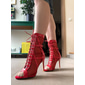 bottes de danse à lacets en similicuir verni noir pour femmes, chaussures de performance à talons hauts et à bout ouvert pour la danse latine, la salsa et la danse de salon