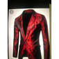 Bărbați Jachetă Blazer Nuntă Petrecere Termic cald Buzunar Jacquard Iarnă Floral Șic Stradă Elegant Lapel cu vârf Regulat Bumbac Negru Galben Roșu-aprins Bleumarin Mov Jachete