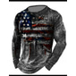 4 de julio de 2026 250° Día de los Caídos camiseta de manga larga de cuello redondo gráfica patriótica vintage desgastada impresión 3D bandera americana bandera nacional veterano camiseta de manga