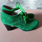 Damen-Oxford-Schuhe aus blauem und grünem Wildleder mit Schnürung und Absatz – Plateau-Stiefeletten im Vintage-Stil für lässige und elegante Outfits