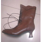 stivali da donna in similpelle marrone con lacci vittoriani e tacco basso - classici ed eleganti per cosplay, feste in maschera e abiti di ispirazione vintage