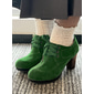 Damen-Oxford-Schuhe aus blauem und grünem Wildleder mit Schnürung und Absatz – Plateau-Stiefeletten im Vintage-Stil für lässige und elegante Outfits