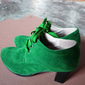 Damen-Oxford-Schuhe aus blauem und grünem Wildleder mit Schnürung und Absatz – Plateau-Stiefeletten im Vintage-Stil für lässige und elegante Outfits