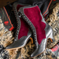 Damenstiefel im viktorianischen Vintage-Stil zum Schnüren – rote und schwarze Gothic-Steampunk-Stiefel mit Absatz für Cosplay, Kostüme und Weihnachtsanlässe
