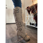 Beige kniehohe Stiletto-Stiefel für Damen mit Schnallenriemen und seitlichem Reißverschluss, sexy High Heel-Stiefel für modische Abende