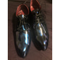 scarpe eleganti stringate in similpelle verniciata bordeaux lucido da uomo con dettagli brogue - scarpe oxford formali per matrimoni, feste ed eventi aziendali