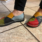 mocasini de dama patchwork colorati din imitatie de piele | Pantofi casual cu slip-on cu design cusut manual pentru purtarea zilnică și confort