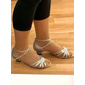 chaussures de danse latine à lanières pailletées pour femmes avec semelle en daim – talons ornés de strass argentés pour la salle de bal et la salsa