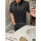 Herren Poloshirts Viertel-Reißverschluss-Poloshirt Lässig Ferien Revers Viertelreißverschluss Kurzarm Mode Basic Einfach Viertel Postleitzahl Sommer Normale Passform Schwarz Weiß Königliches Blau
