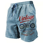 Herr Bokstav Årgång Motorcyklar Svett shorts Beach Shorts Terry Shorts Medium Midja Vintage Ledigt Dagligen Helgdag Streetwear Snörning Elastisk midja 3D-utskrift Designer Kläder