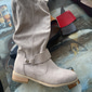 Femmes Bottes Bottes de motard Bottes de Cowboy Chaussures en Daim Extérieur Quotidien Bottes hautes au genou Boucle Talon plat Bout Rond ancien Occasionnel Minimalisme Faux Cuir Fermeture éclair