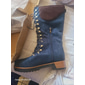 bottes de combat à lacets en daim bleu marine pour femmes avec fermeture éclair latérale et semelle robuste - bottes hautes élégantes pour les aventures hivernales et en plein air