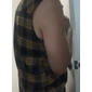 Homens Camisa Social camisa de verão Camisa da verificação camisa de botão Camisas xadrez Amarelo Vermelho Azul Sem Manga Xadrez Aberto para a Lateral Ao ar livre Rua Botão para baixo Roupa Moda
