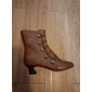 braune Vintage-Stiefeletten im viktorianischen Stil zum Schnüren für Damen mit Knopfdetails und mittlerem Absatz für Cosplay, historische Nachstellungen und den Alltag
