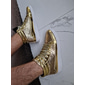Men's Gold Glitter High Top Sneakers - Shiny Lace-Up Streetwear Shoes for Nightlife and Party Events