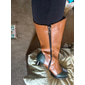 bottes vintage boutonnées au genou pour femmes bleu sarcelle et citron vert avec talons sculptés - chaussures de cosplay rétro et de mode tendance