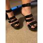 Schwarze Damen-Plateau-Stilettos aus Lackleder – sexy High Heels mit verstellbaren Schnallenriemen für Partys und besondere Anlässe
