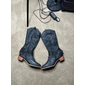 Damen-Westernstiefel mit perforiertem Schnallenriemen und Nähten, halbhohe Cowgirlstiefel für Freizeit und Outdoor