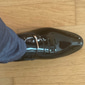 svarte loafers i lakk for menn med metalldekor for formell og fritidsklær