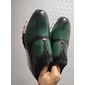 mocassins masculinos de couro bovino premium – design brogue verde e preto, sola acolchoada confortável, sapatos casuais e formais